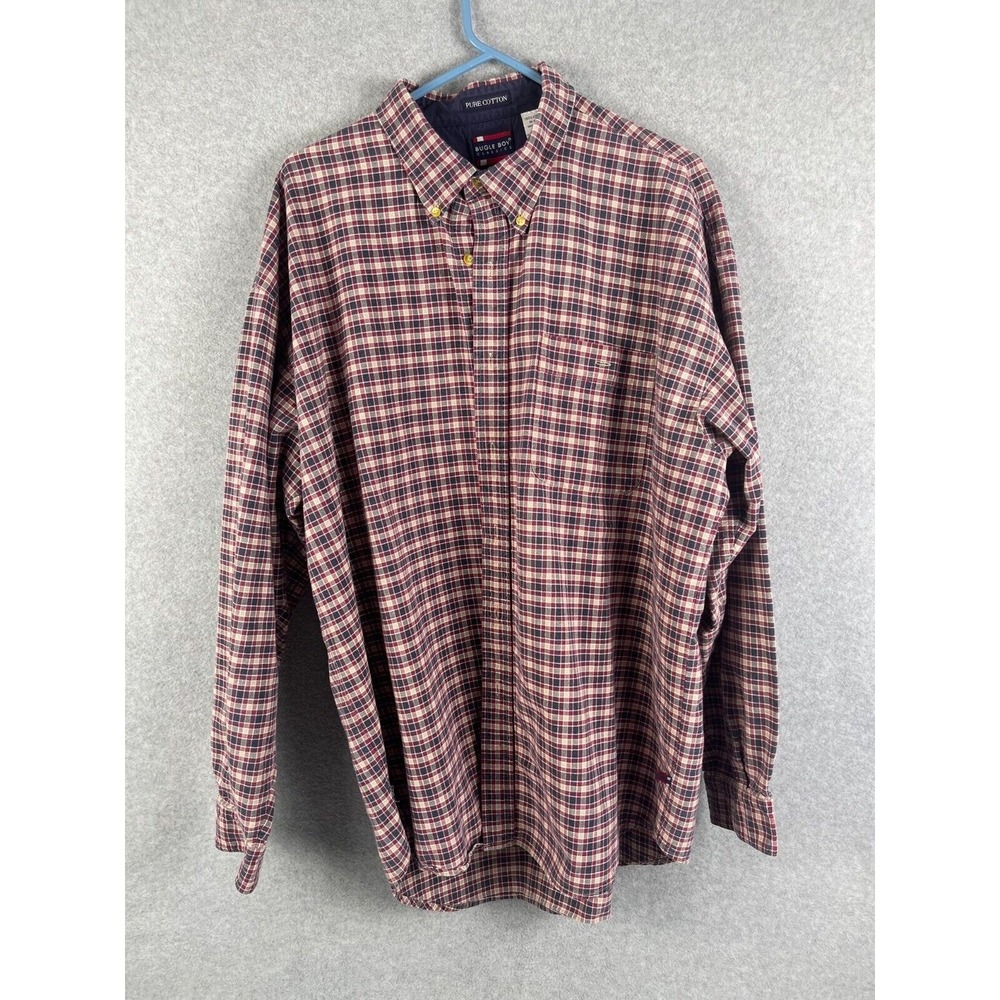 Bugle Boy Classics Flannel Shirt Men's Size XXL Red Long Sleeve Button Down